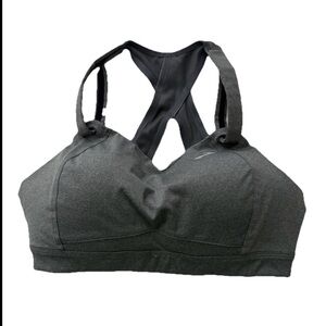 Brooks Juno Sports Bra 34DD Gray High Impact Racerback Adjustable Strap Wirefree